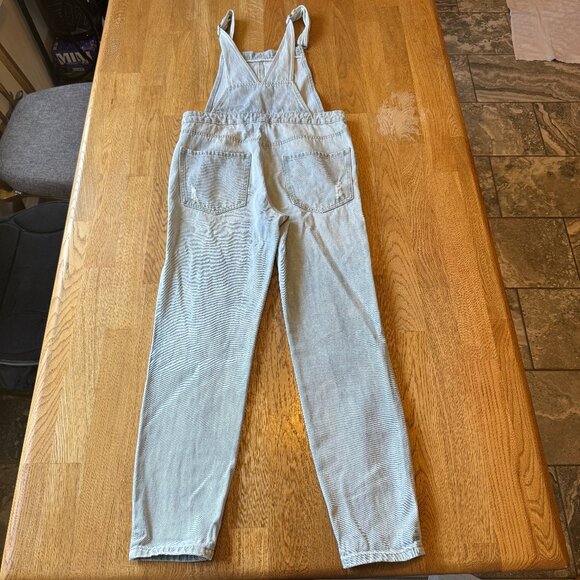 Forever 21 Light Wash Overalls Distressed Size 28 - Picture 3 of 11